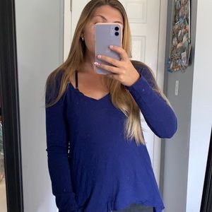 Express Blue Long Sleeve Top